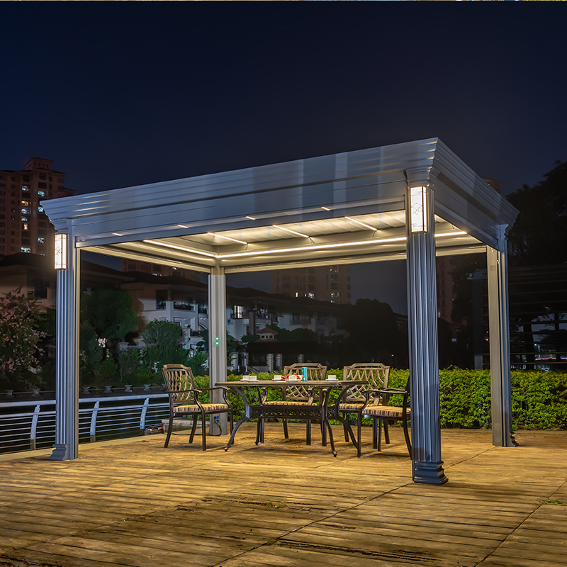 Factory Customized Hot sale Motorized Waterproof Pergola Covers Sunshade Louvered Roof Gazebo With Louvre