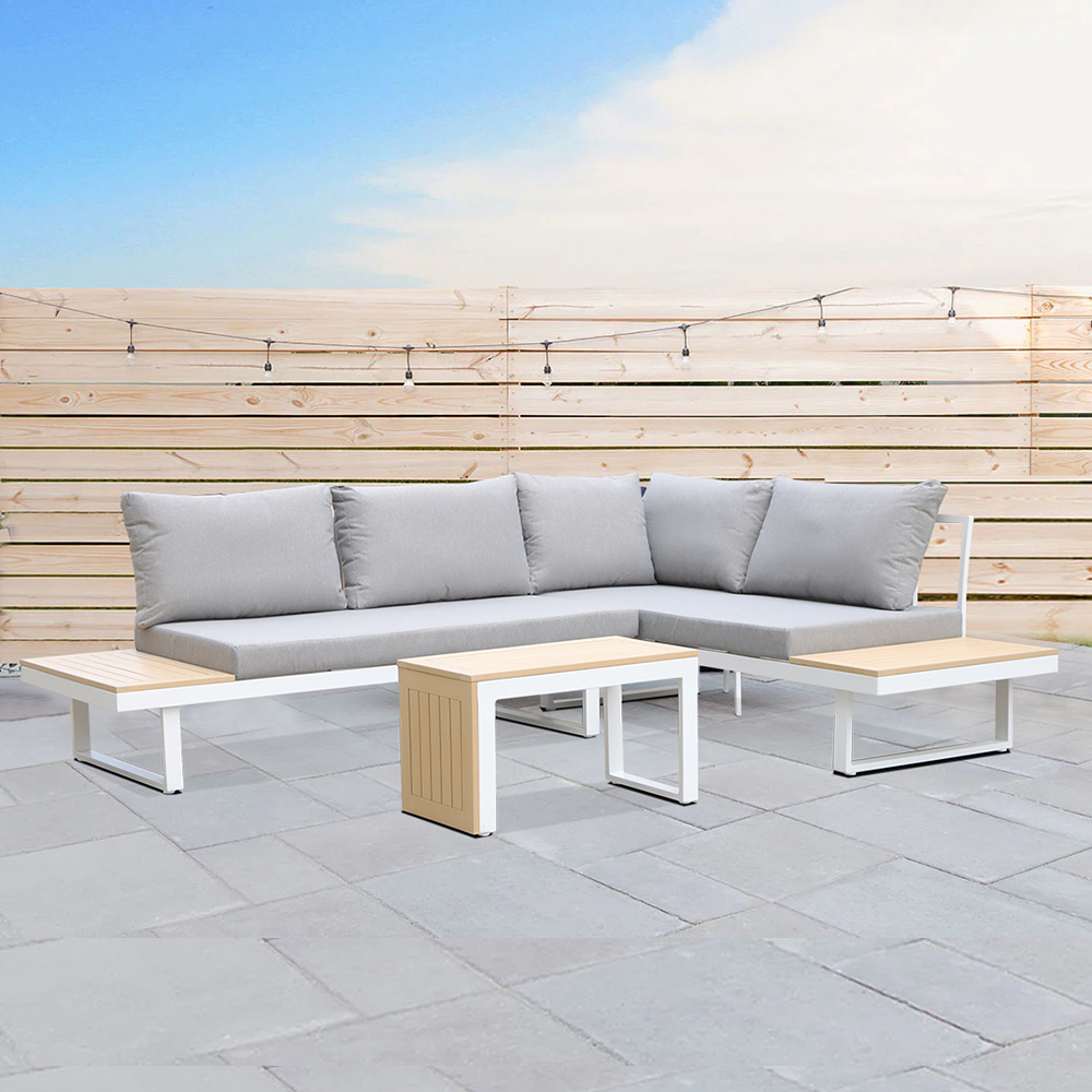 KD Structure Factory Wholesale Aluminum Frame Patio Corner Sofa Set Lazy Waterproof Outdoor Daybed Couch for Hotel Use