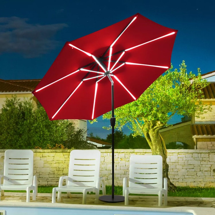 outdoor LED light umbrella garden table with umbrella hole beach sun lounge parasol patio furniture