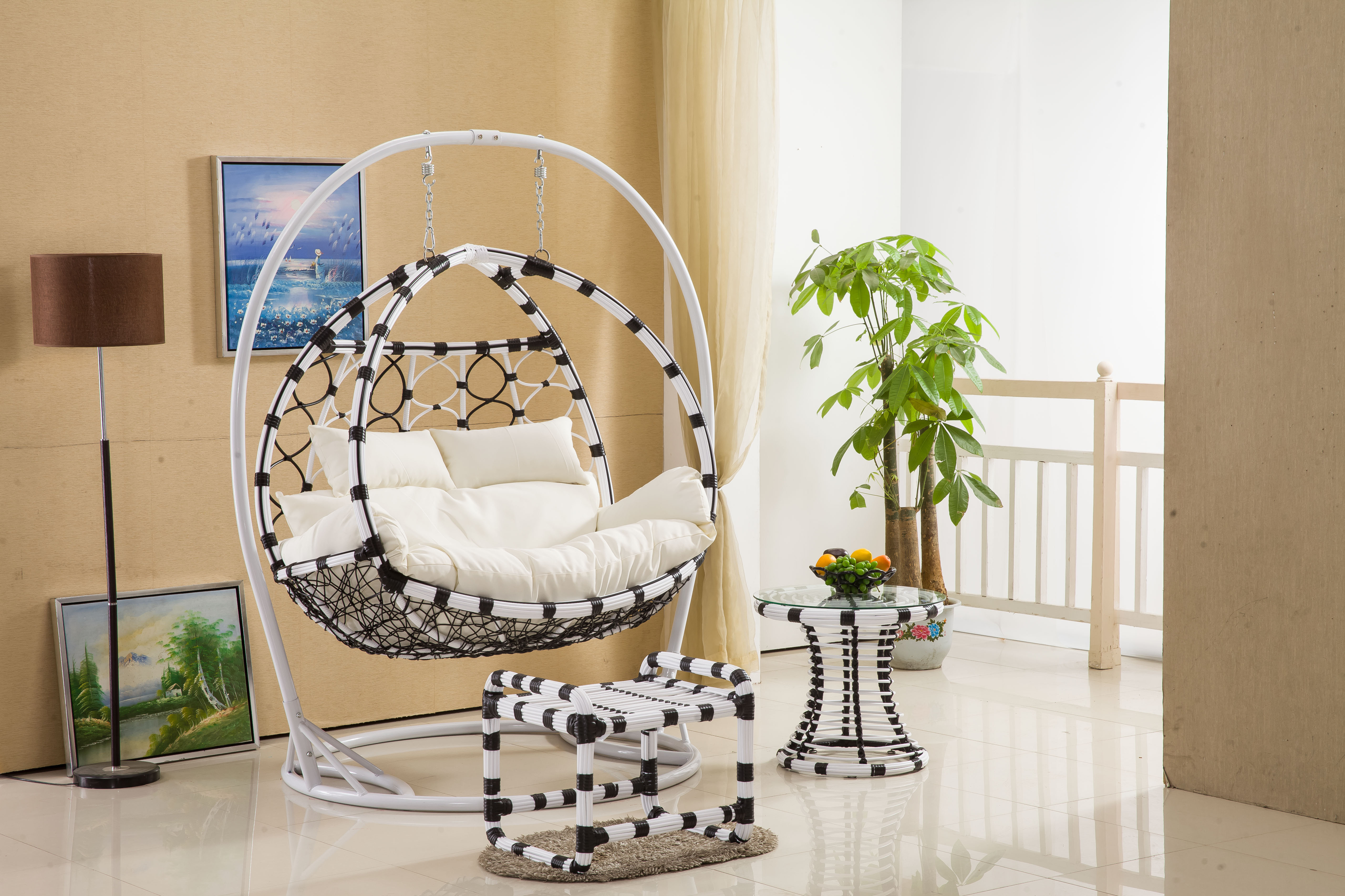 luxury garden swinging seat outdoor swing chairs for adults hanging pod chair with stand