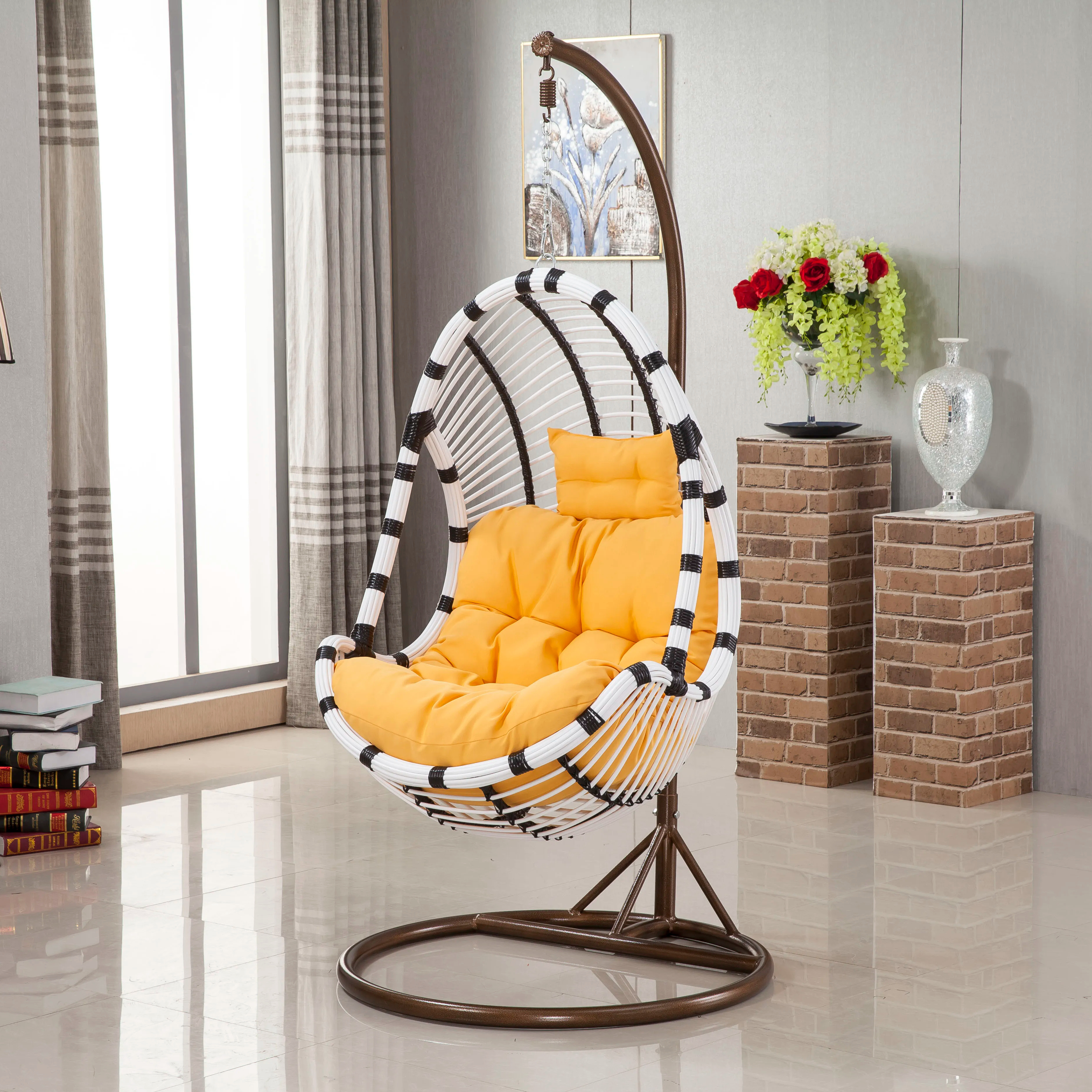 foshan indoor single egg chair with stand modern hanging chair garden hammock porch swings