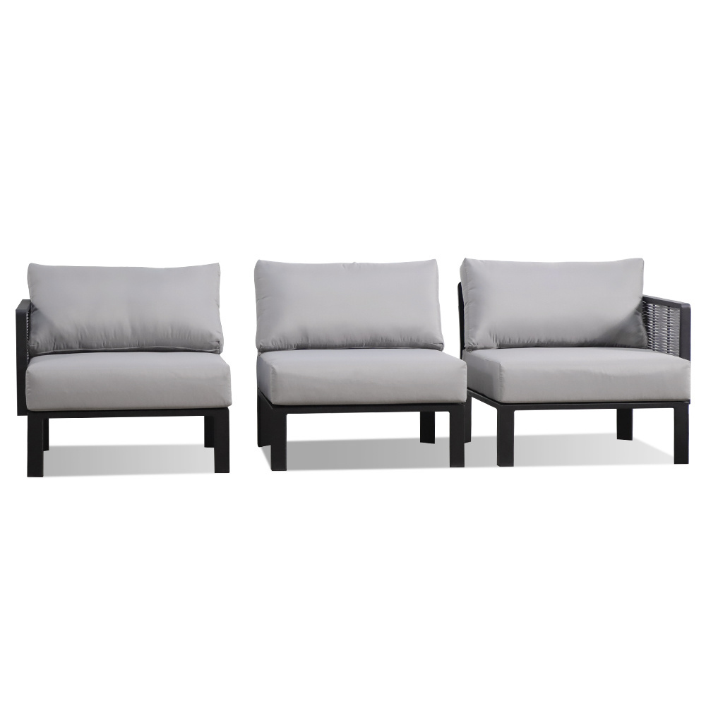 Modern Outdoor Sectional 6pcs Garden Sofa Aluminum Frame with Rope Design Disassemblable Couch Furniture