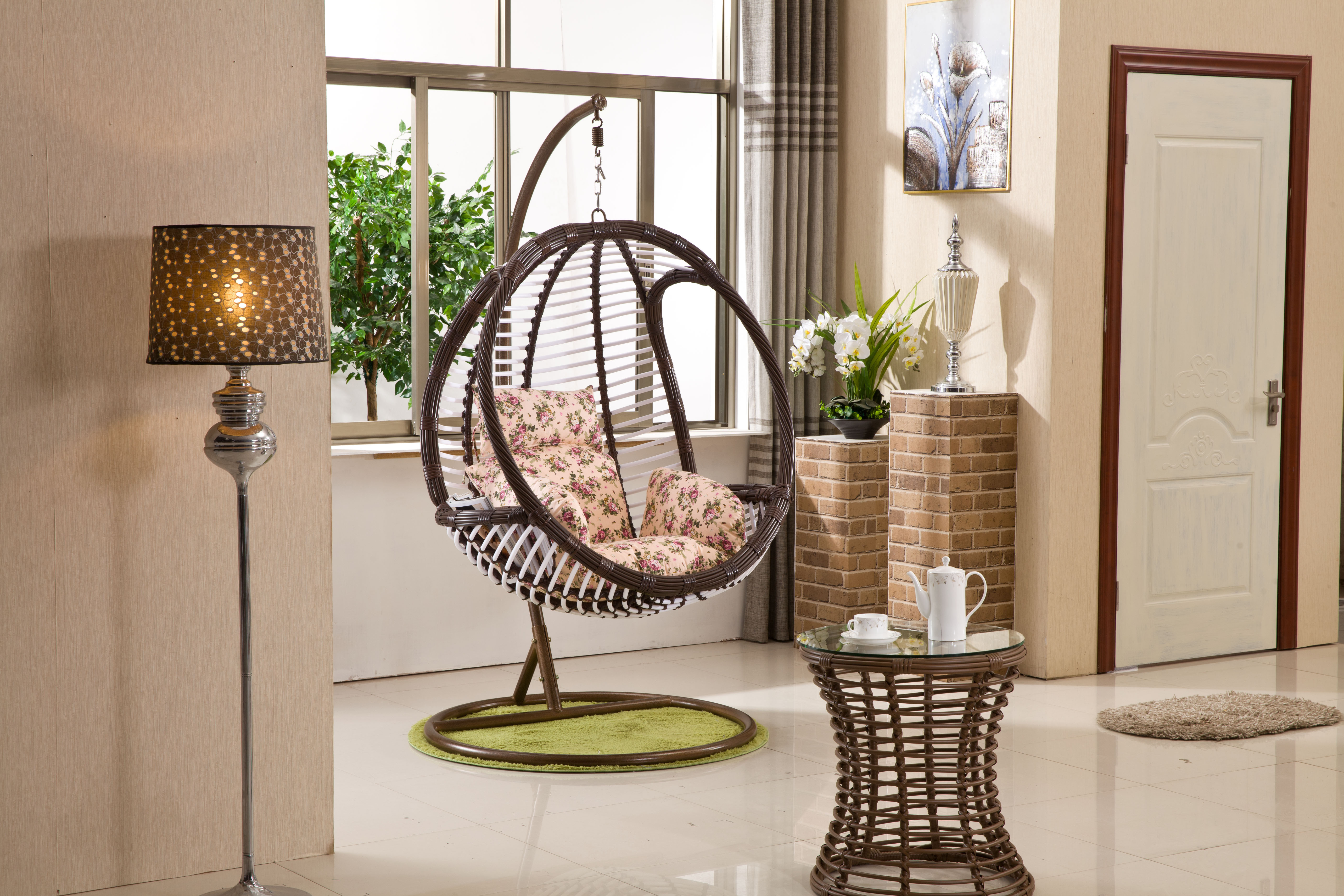 Modern Italian Wicker Rattan Hanging Egg Chair Wholesale Sunroom Outdoor Furniture for Patio Park or Indoor Use