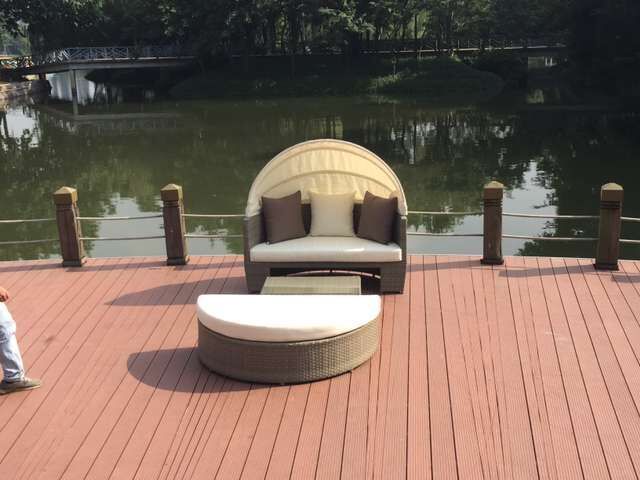 outdoor double chaise lounge with canopy wicker sunbed all weather use rattan sun chairs for pool bed