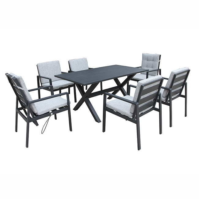 Foshan cheap metal luxurious ceramic dining table and 6 chairs table sets dining furniture