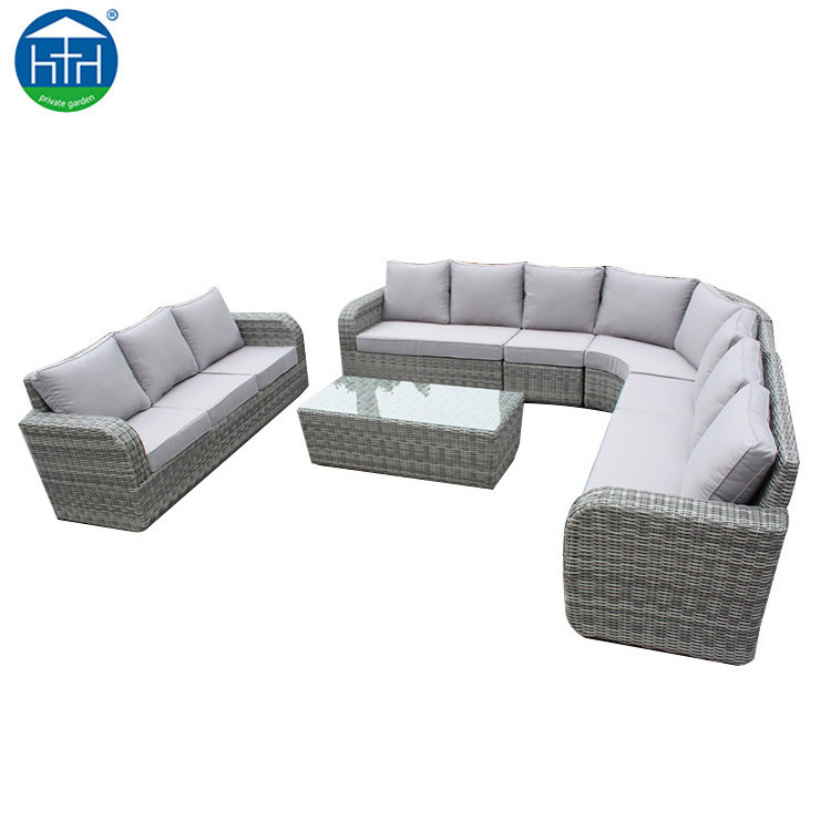 Comfortable Leisure Outdoor Rattan L shape Sofa Wicker Furniture Corner Modular Sectional Sofa Set Lounge