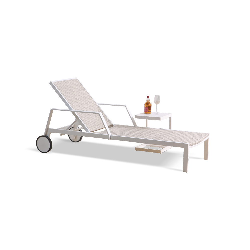 muebles de patio sun lounger rattan pool side outdoor furniture wicker garden chaise lounger with cushion sunlounger