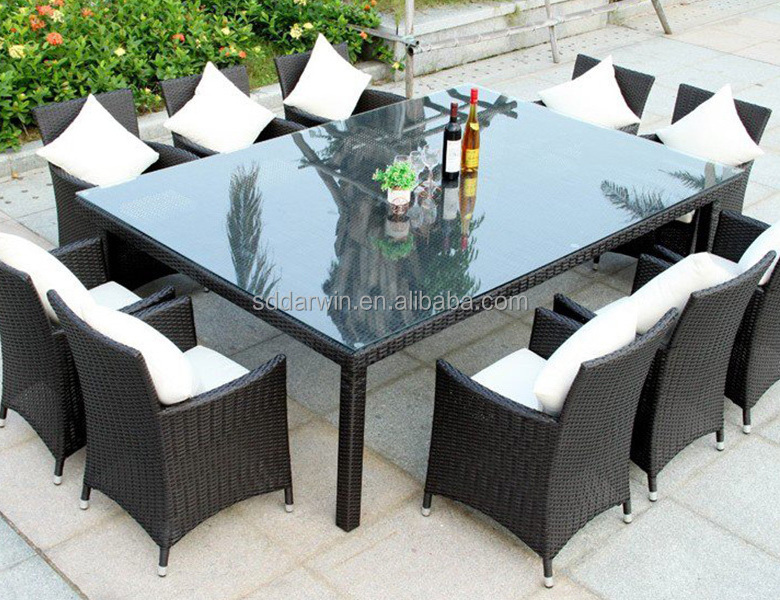 Patio 10seats rattan balcony dining set outdoor cane furniture