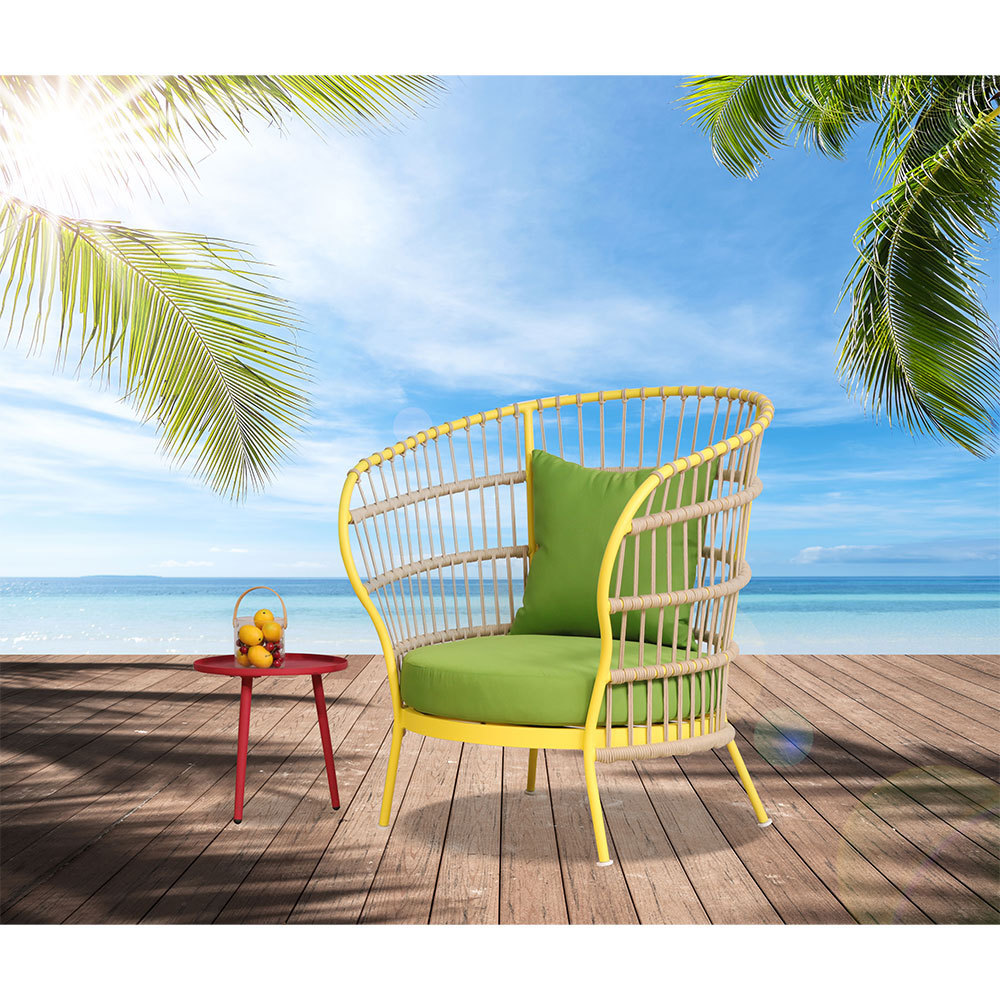 High-End Hotel Balcony Sofa Unique Single Wicker Outdoor Rattan Leisure Bistro Set Modern Style for Park Gym Resort Furniture