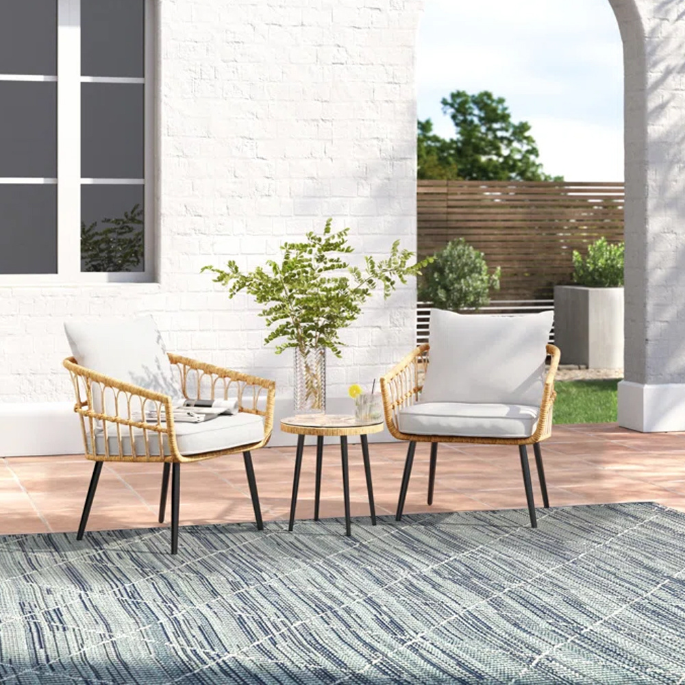 Terrace restaurant patio garden set  cast aluminum rope weave outdoor balcony chairs Patio chair sets furniture