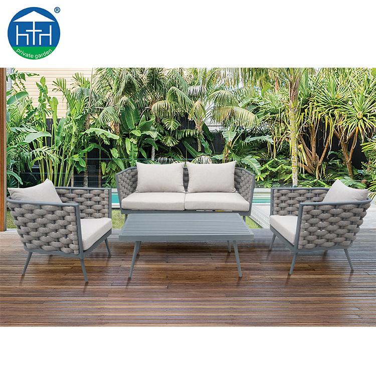 Popular PE Wicker Patio Conversation  Sofa Couch Rattan Outdoor Garden Furniture Sofa