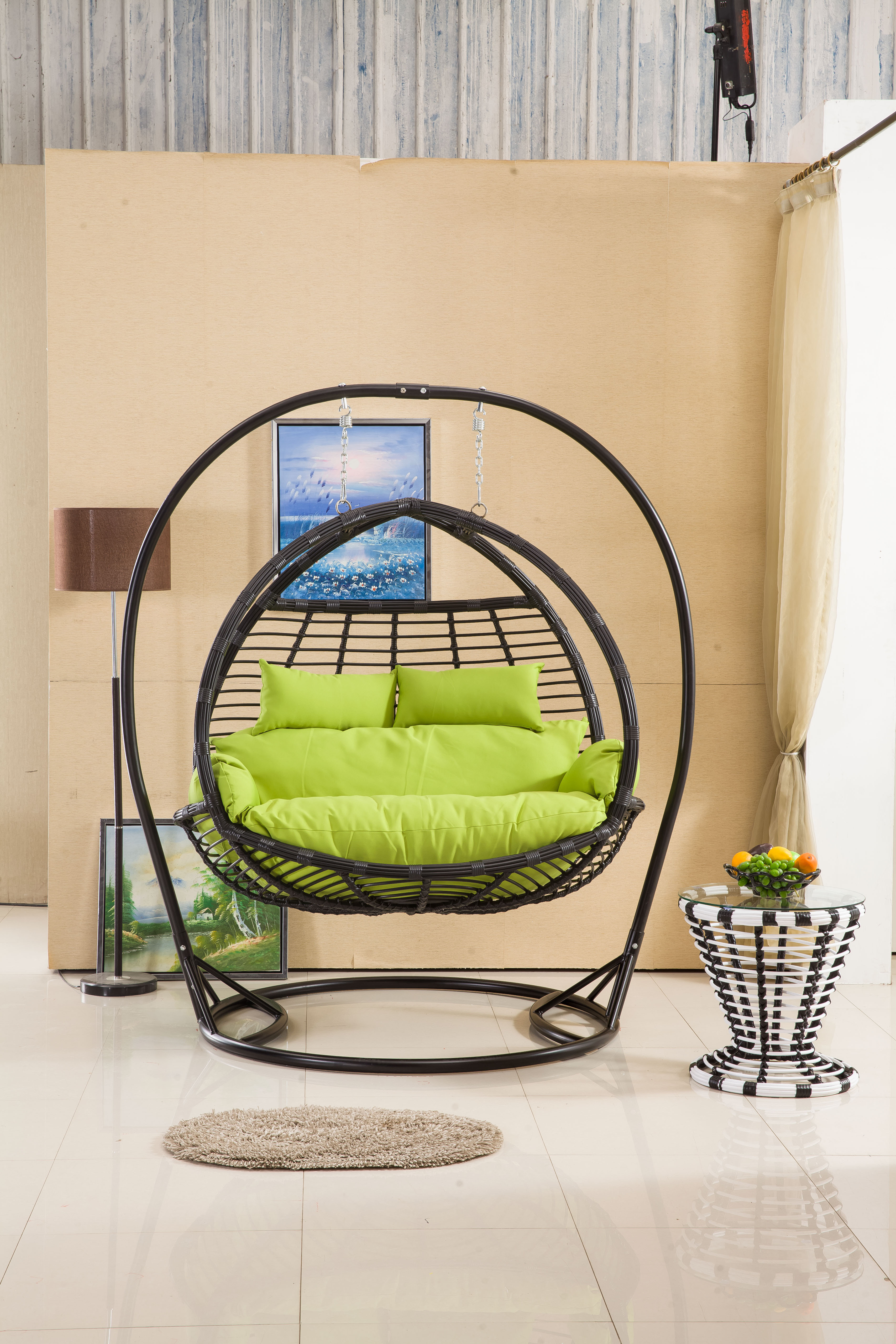 black outdoor indoor hanging egg chair white wicker porch swing luxury garden swing seat