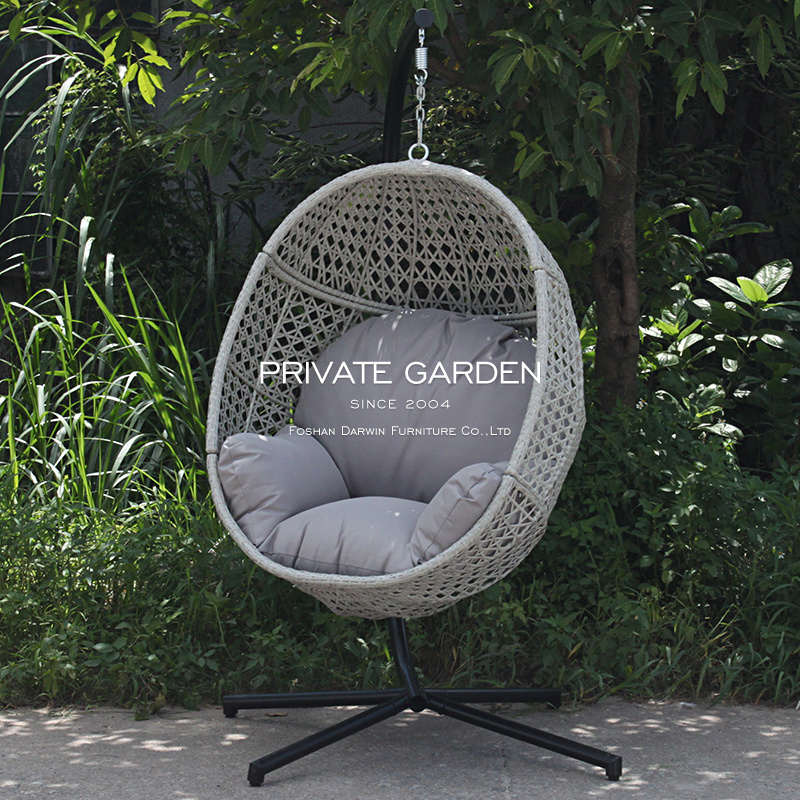 Modern High Quality KD Rattan Hanging Hammock Egg Wicker Chair Colorful Swing Chair for Park Gym School Hall Bathroom