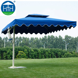 Hotsale factory aluminum outdoor furniture garden side post umbrella with marble base for swimming pool