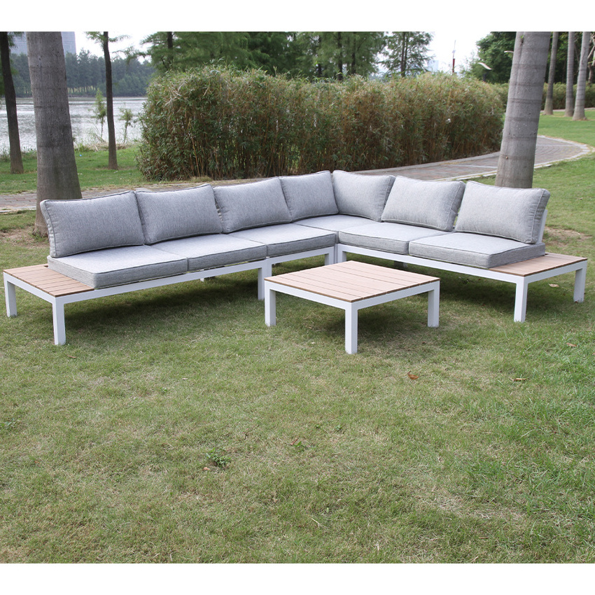 China muebles de jardin sectional aluminum L shape sofa terrazas garden sofa set outdoor patio furniture set