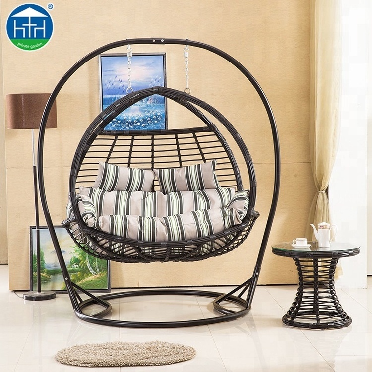 Hanging chairs love seat rattan double seater  swing chair for outdoor  furniture