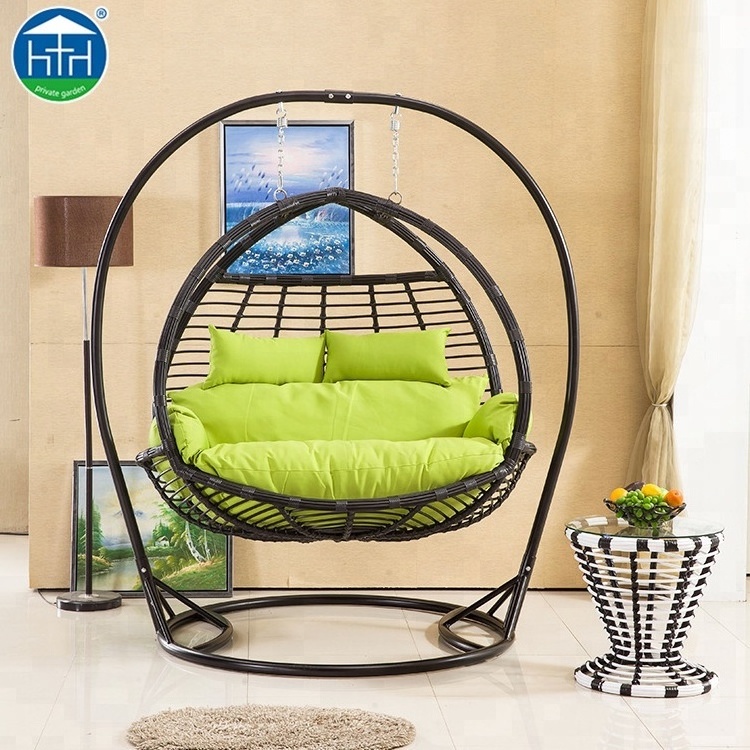 Hanging chairs love seat rattan double seater  swing chair for outdoor  furniture