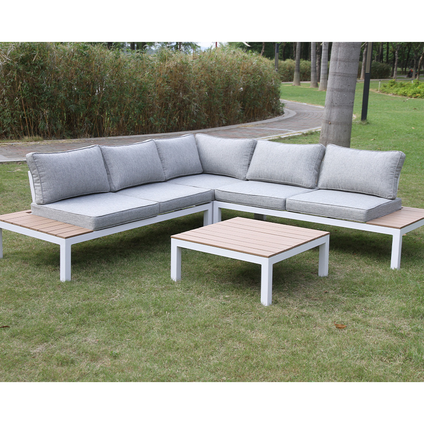 China muebles de jardin sectional aluminum L shape sofa terrazas garden sofa set outdoor patio furniture set