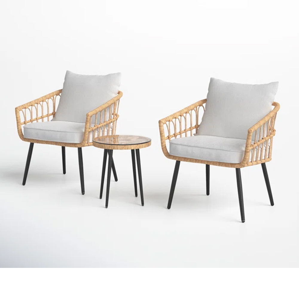 Terrace restaurant patio garden set  cast aluminum rope weave outdoor balcony chairs Patio chair sets furniture