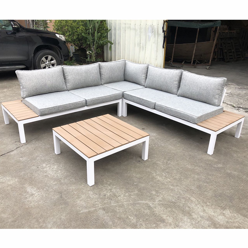 China muebles de jardin sectional aluminum L shape sofa terrazas garden sofa set outdoor patio furniture set