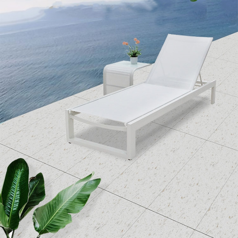 Outdoor leisure chaise lounge in white color chair sun lounger garden pool lounge chair