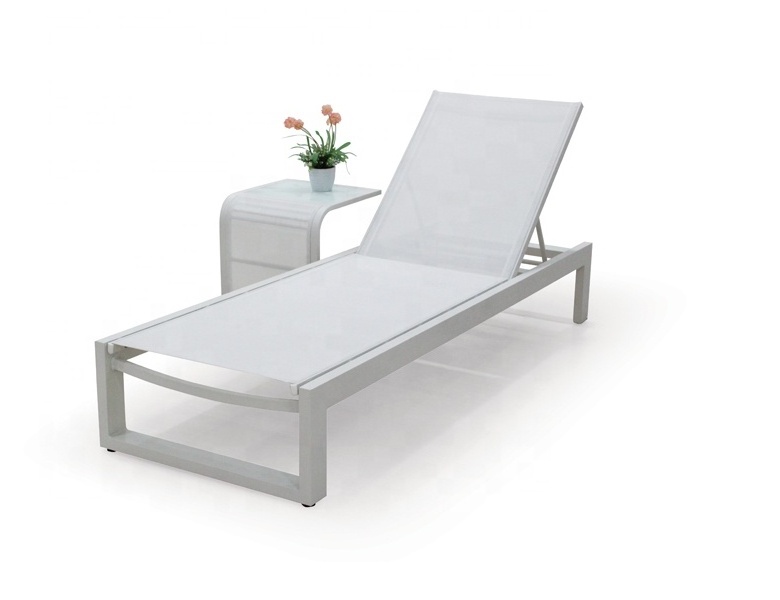 Outdoor leisure chaise lounge in white color chair sun lounger garden pool lounge chair