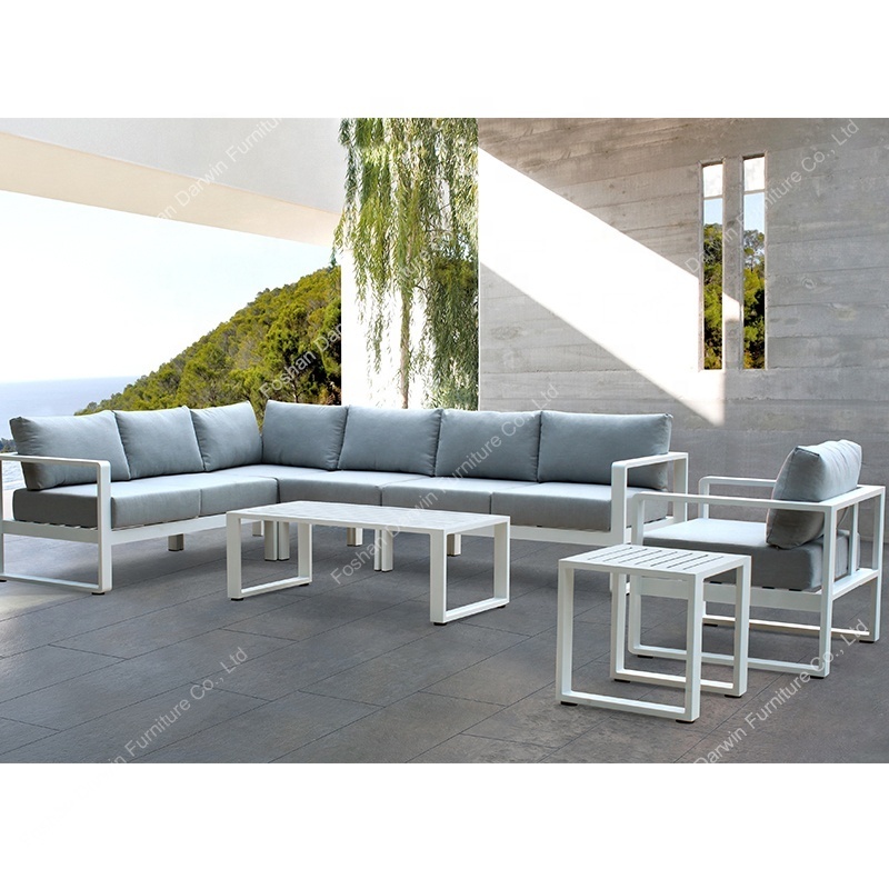 Modern European Outdoor Aluminium Furniture Set Fabric Lounge Chairs and Garden Sofa for Hotel Courtyard Villa Park