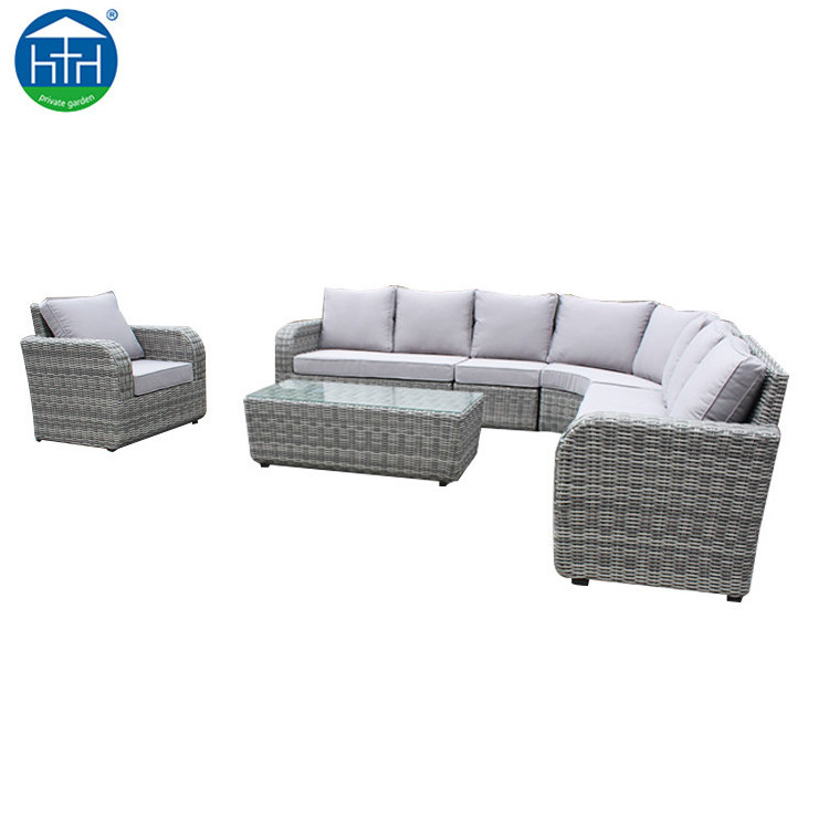 Comfortable Leisure Outdoor Rattan L shape Sofa Wicker Furniture Corner Modular Sectional Sofa Set Lounge