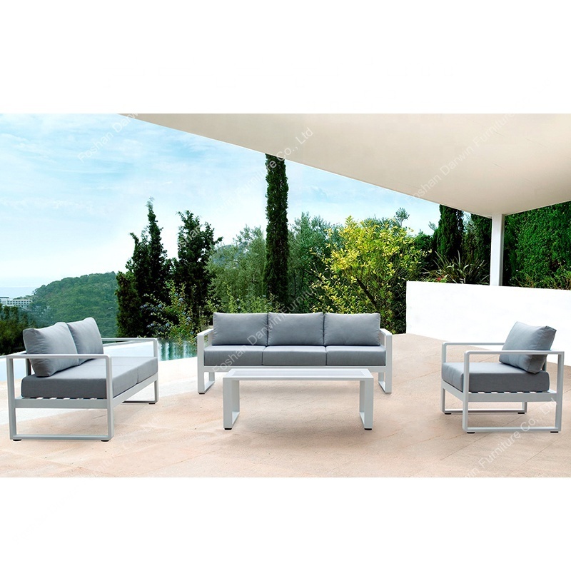 Modern European Outdoor Aluminium Furniture Set Fabric Lounge Chairs and Garden Sofa for Hotel Courtyard Villa Park