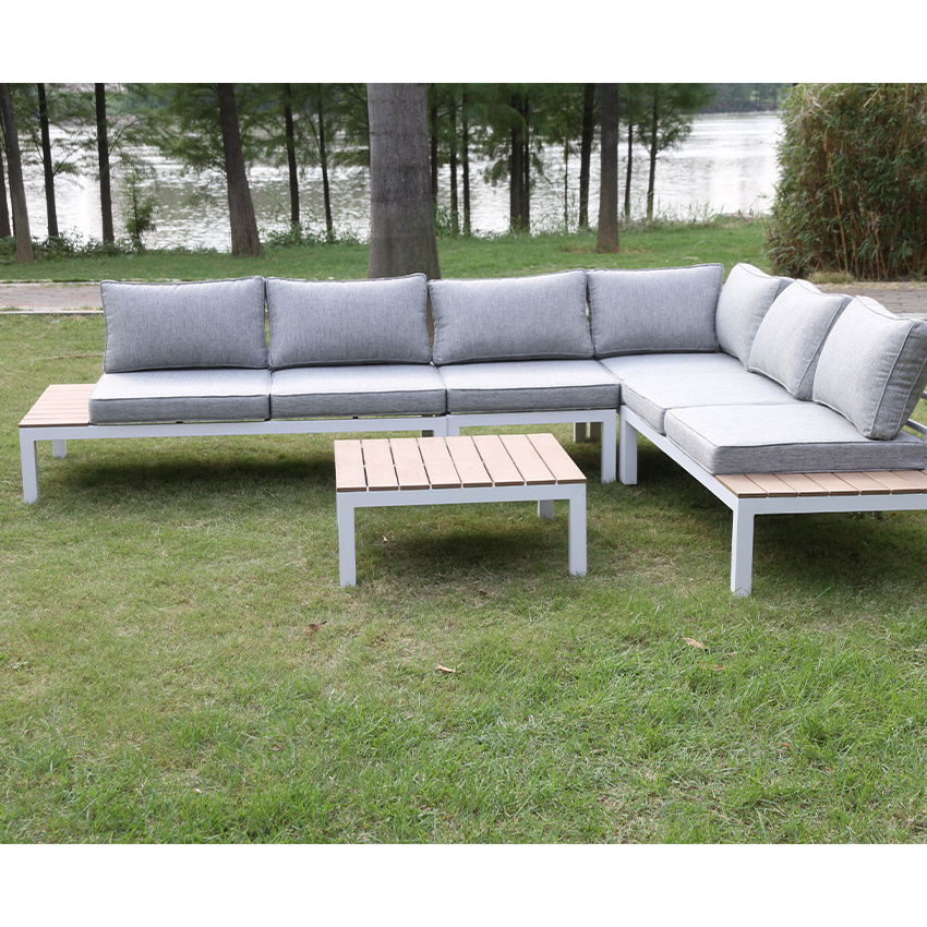 China muebles de jardin sectional aluminum L shape sofa terrazas garden sofa set outdoor patio furniture set