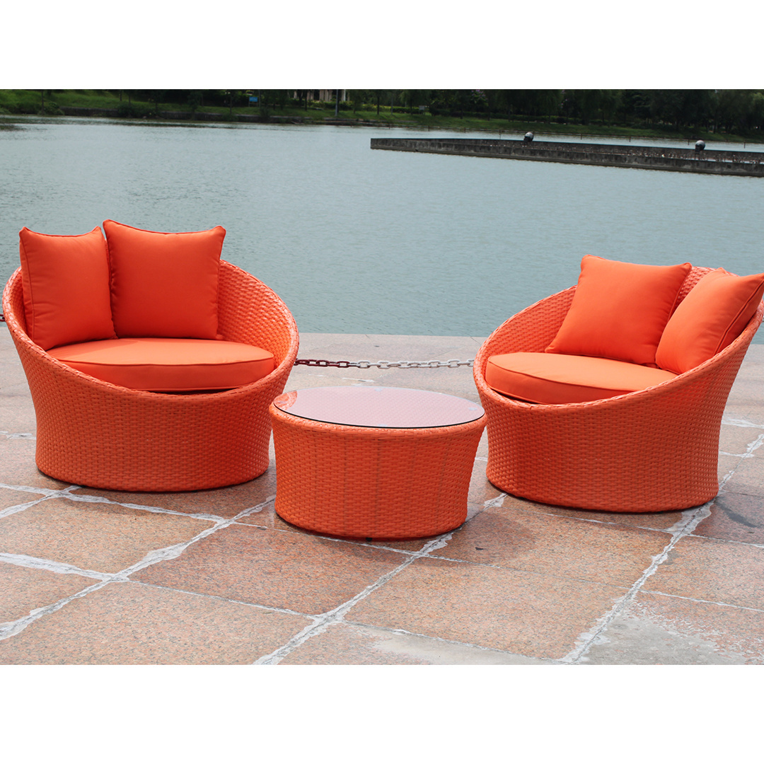 Modern Sectional Rattan Villa Sofa and Daybed Set Luxury Outdoor Wicker Furniture for Hotel Courtyard Garden