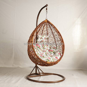 Manufacture leisure rattan hanging swing basket rattan basket egg shaped chair