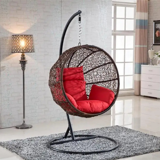 Modern Design Rattan Hanging Egg Chair Hot Selling Outdoor and Indoor Wicker Swing Lounge for Patio Garden Park Yard