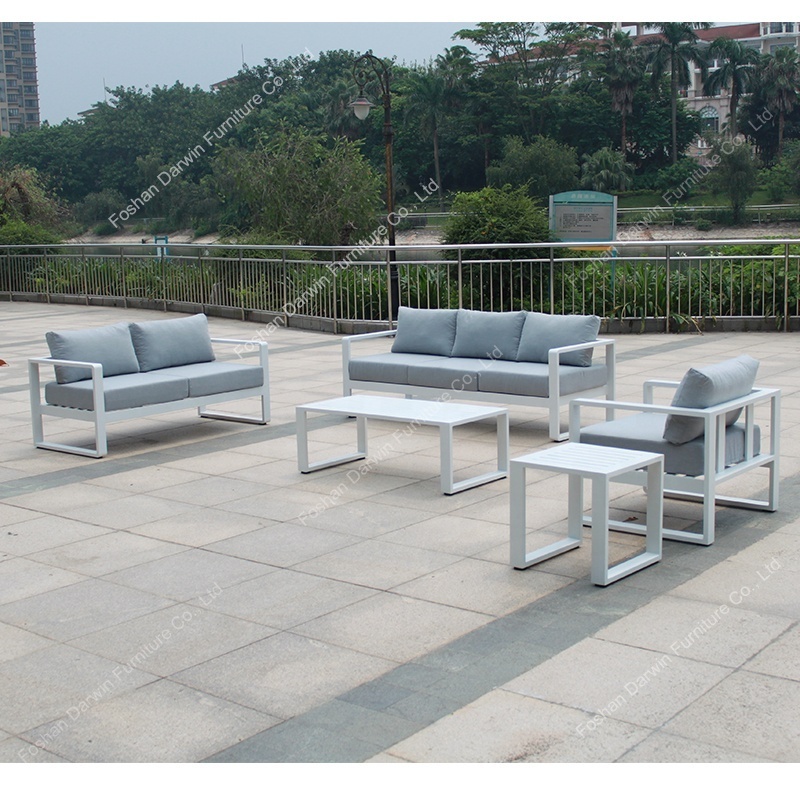 Modern European Outdoor Aluminium Furniture Set Fabric Lounge Chairs and Garden Sofa for Hotel Courtyard Villa Park