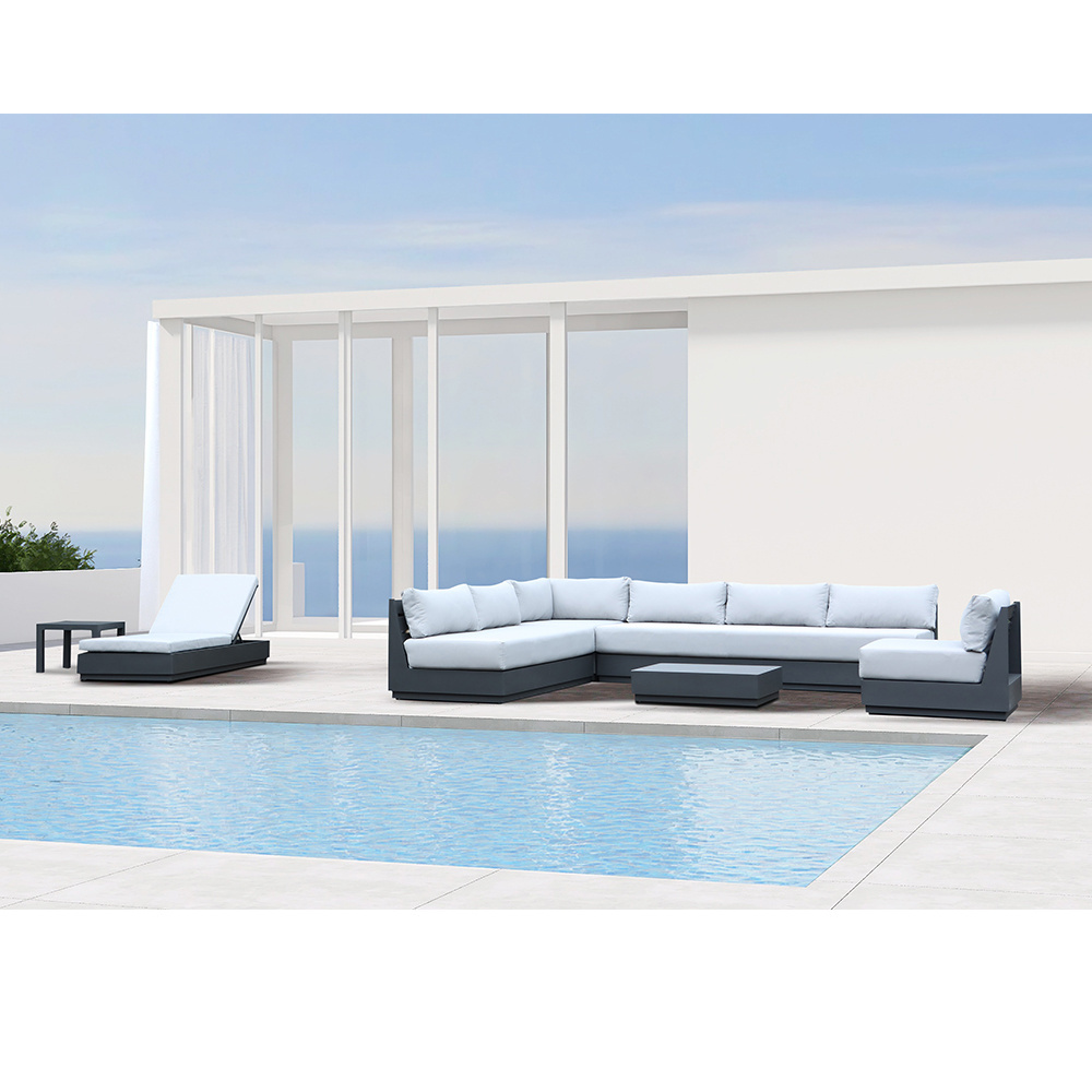 hotel sun pool lounger chairs with ottoman outdoor daybed garden luxury aluminum chaise lounge contract furniture