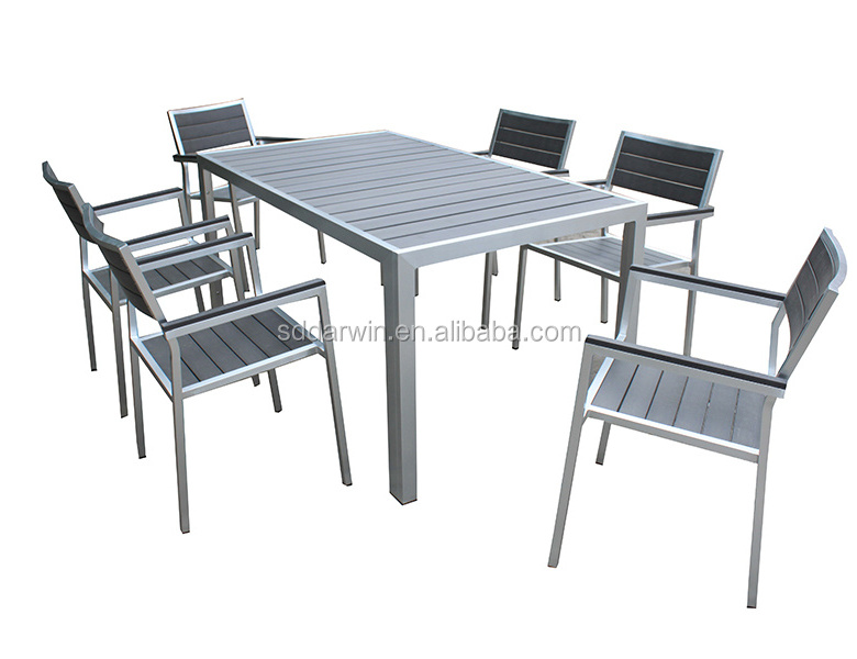 High Quality Latest Aluminum Black Garden Restaurant Outdoor Rattan Patio Dining Table Chair Set