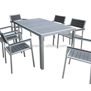 High Quality Latest Aluminum Black Garden Restaurant Outdoor Rattan Patio Dining Table Chair Set