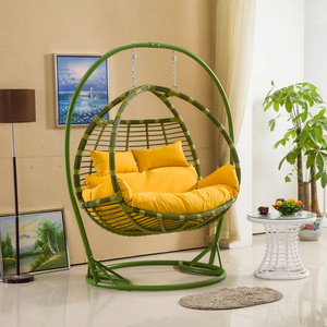 Best Double White Hanging Egg Chair Modern Rattan Porch Swing for Garden Patio or Outdoor Metal Material