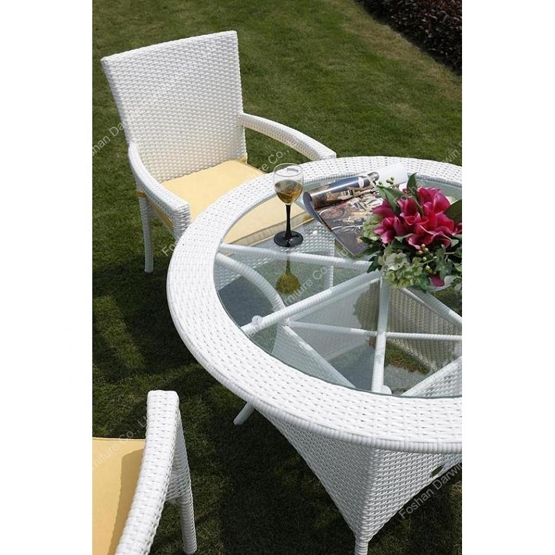 4 Seater Wicker Table and Chairs Square Table Set Outdoor Patio Rattan Furniture Dining Garden Set