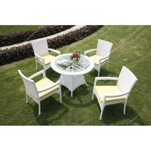 4 Seater Wicker Table and Chairs Square Table Set Outdoor Patio Rattan Furniture Dining Garden Set