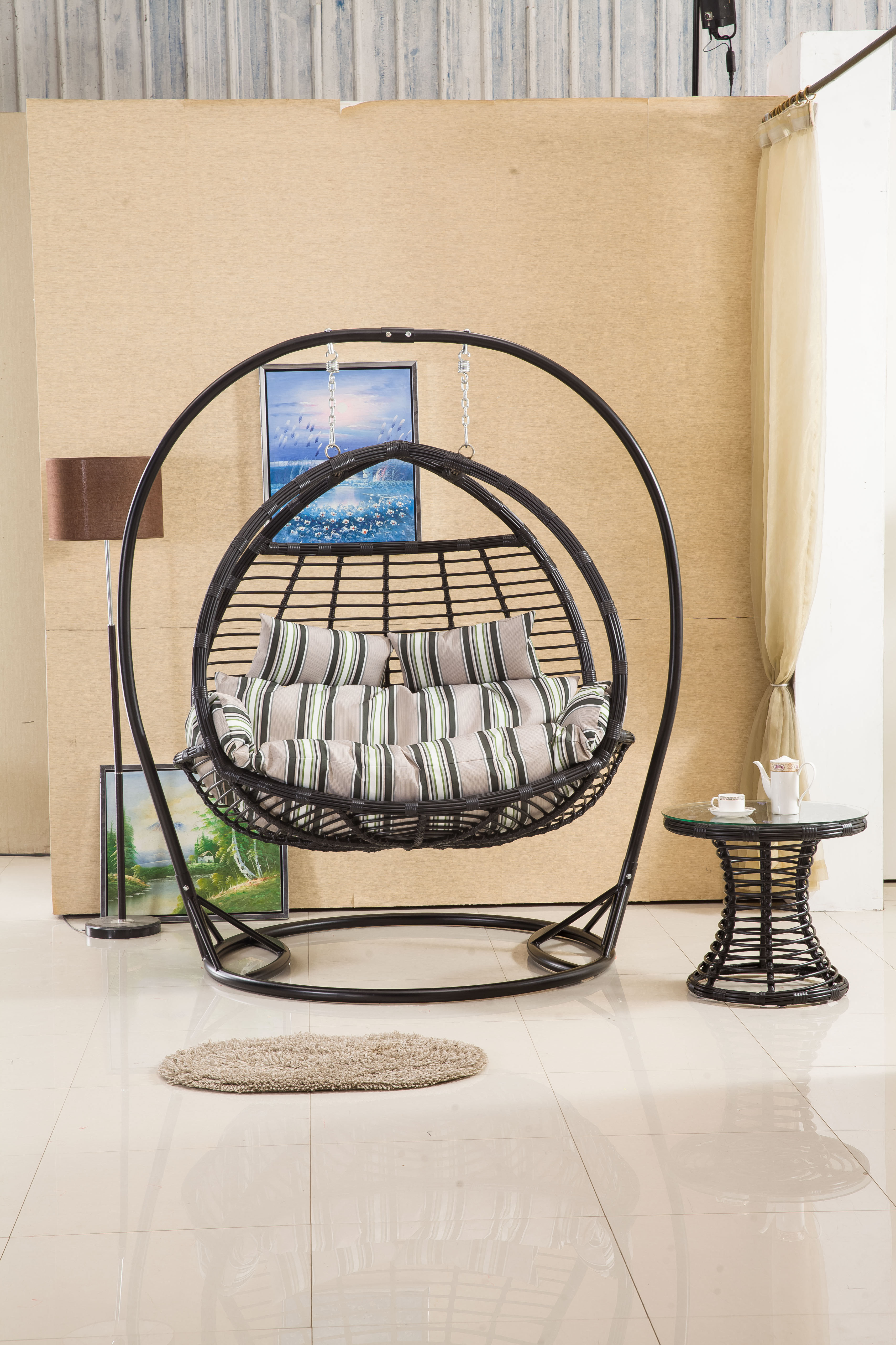 black outdoor indoor hanging egg chair white wicker porch swing luxury garden swing seat