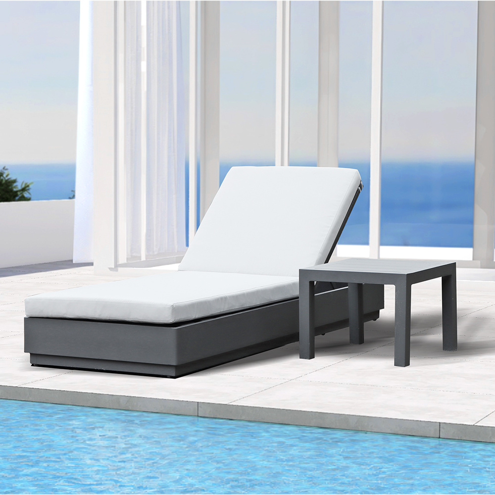 hotel sun pool lounger chairs with ottoman outdoor daybed garden luxury aluminum chaise lounge contract furniture