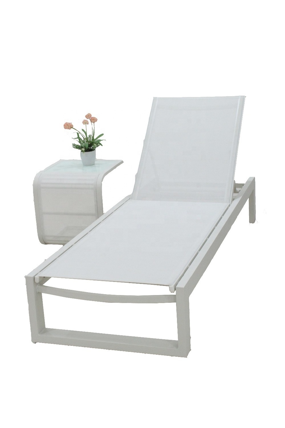 Outdoor leisure chaise lounge in white color chair sun lounger garden pool lounge chair