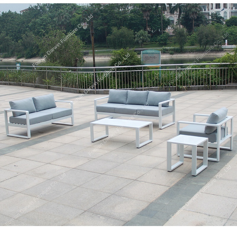 Modern European Outdoor Aluminium Furniture Set Fabric Lounge Chairs and Garden Sofa for Hotel Courtyard Villa Park