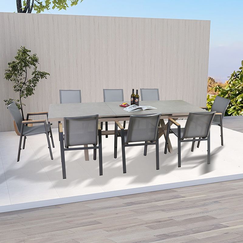 Extension folding dining table set home dining room outdoor furniture hotel table extensible villa garden dining table and chair