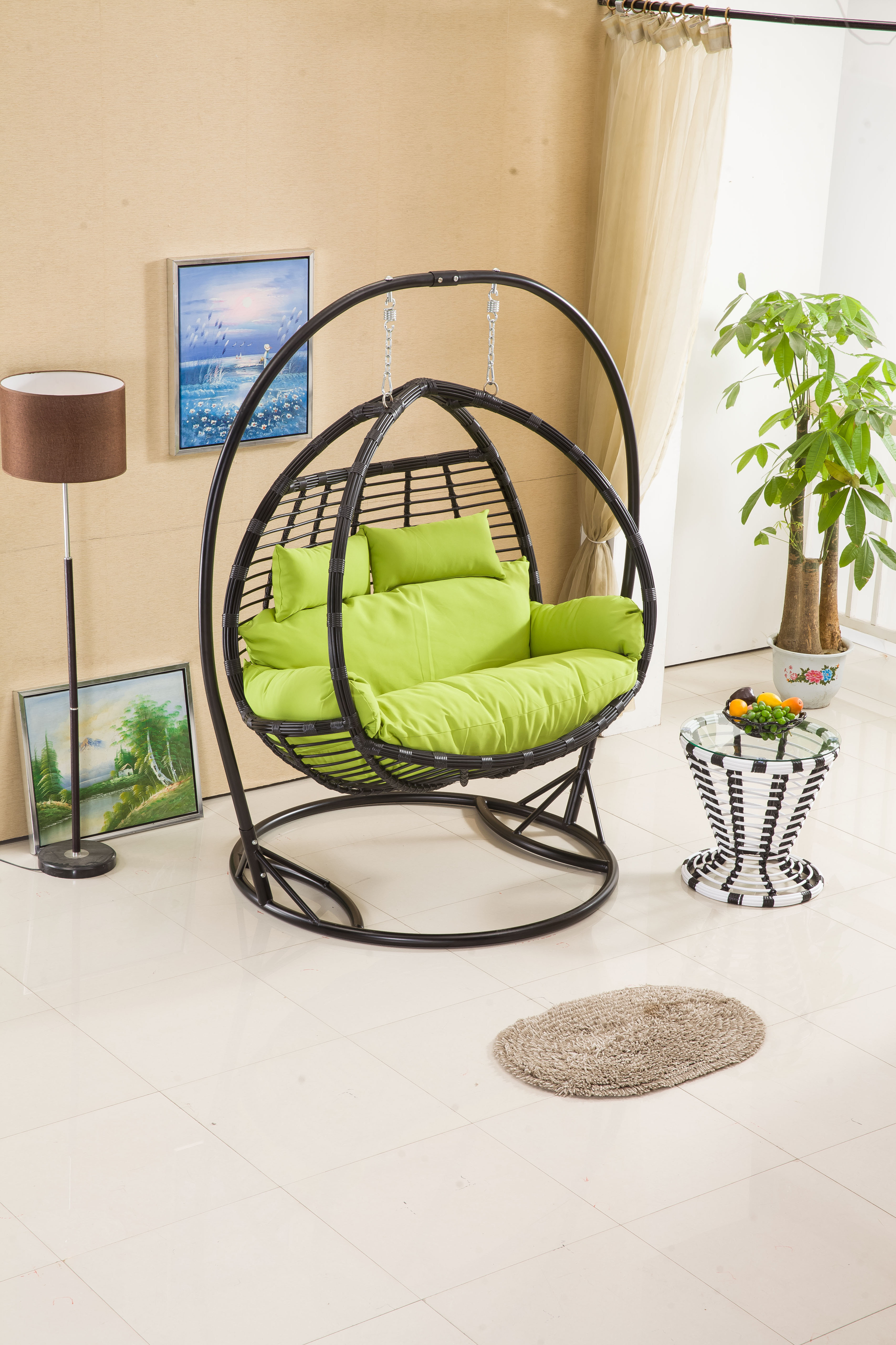 black outdoor indoor hanging egg chair white wicker porch swing luxury garden swing seat