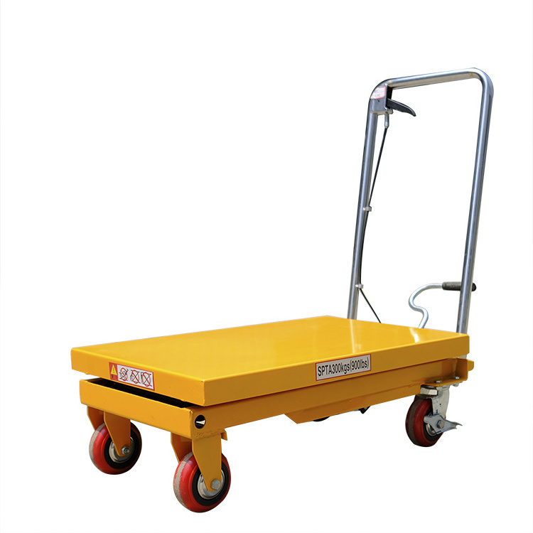 Customise Manual elevating table 4m/6m/8m/12m ladder hoist material 4 wheel lift trolley