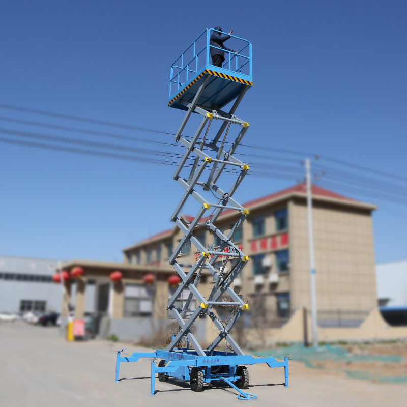 Optional 0.6-0.9m extension table work high above the ground load capacity about 500kg moving scissor lift platform