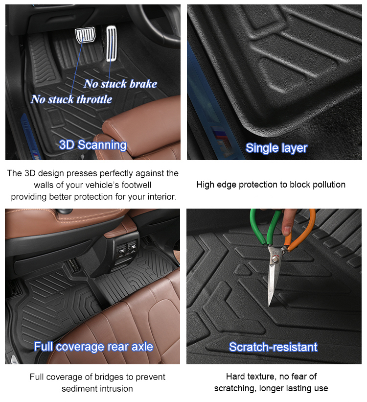 The Latest Design Sound Insulation Hard Wearing TPE  CAR FLOOR MATS for Kia Soluto