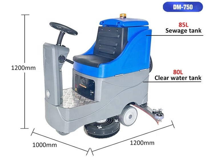 DM-750 Battery Operated Automatic Ride-on Floor Scrubber Industrial